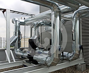 Inline centrifugal pumps with pipework photo
