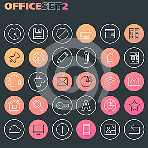 Inline Office Icons Collection, trendy line icons collection