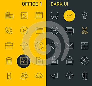 Inline Office Icons Collection, trendy line icons collection