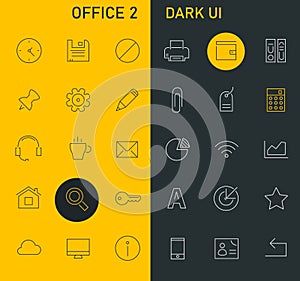 Inline Office Icons Collection, trendy line icons collection