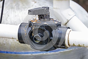 An inline water valve on PVC pipe