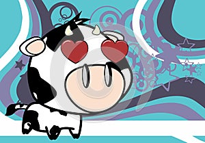 Inlove little big head cow expression background