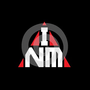 INM triangle letter logo design with triangle shape. INM triangle logo design monogram. INM triangle vector logo template with red