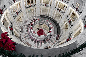 Inner atrium with Christmas decorations in a Capital building