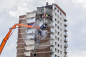 Inner city demolition of High rise building