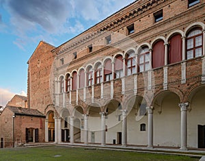 Inner court of the National Archaeological Museum of Ferrara, Italy