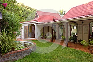 The inner courtyard of belmont house, bequia