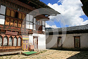 The inner courtyard of a buddhist monastery - Gangtey - Bhutan photo
