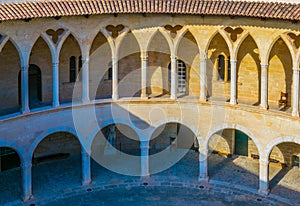 Inner courtyard of Castell de Bellver at Palma de Mallorca, Spain