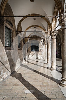 Inner courtyard and corridor in Dubrovnik Old Town