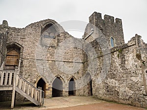 The inner courtyard inside the ruins of Chepstow Castle, Wales