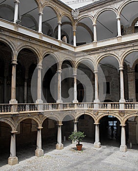 Inner courtyard of an Italian palace. photo