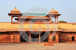 Inner courtyard of Jodh Bai Palace in Fatehpur Sikri, Uttar Pradesh, India