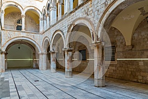 Inner courtyard of Sponza palace in Dubrovnik, Croatia