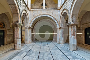 Inner courtyard of Sponza palace in Dubrovnik, Croatia