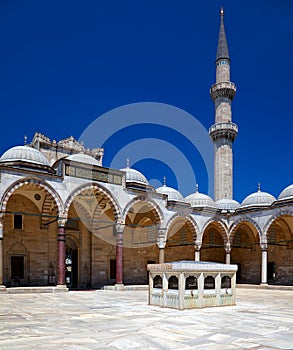 The inner courtyard of Suleymaniye Mosque, Istanbul