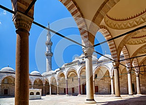 The inner courtyard of Suleymaniye Mosque, Istanbul