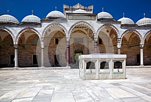 The inner courtyard of Suleymaniye Mosque, Istanbul