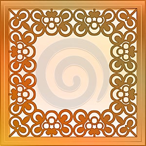 Inner decorated bronze square frame