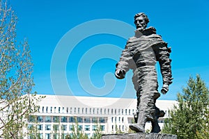 Marco Polo Statue at Kublai Square in Zhenglan Banner, Xilin Gol, Inner Mongolia, China.