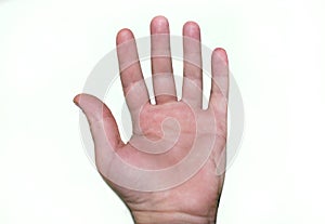 Inner palm with fingers apart. Man's hand