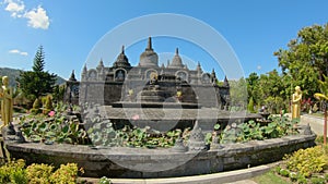 The inner part of the Brahma Vihara Arama temple on the Bali island, Indonesia. Bali Travel Concept