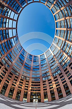 Inner round well-yard of the European Parliament in Strasbourg