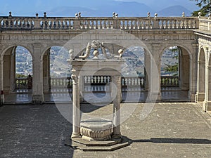 Inner square, courtyard at the Benedictine Abbey of Monte Cassino in Italy