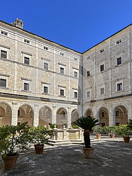 Inner square, courtyard at the Benedictine Abbey of Monte Cassino in Italy