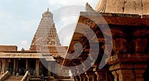 Inner view of the ancient Brihadisvara Temple in Thanjavur, india.