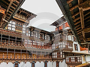 inner view of Trongsa Dzong, one of the oldest Dzongs in Bumthang, Bhutan.