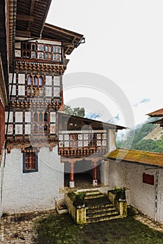 Inner view of Trongsa Dzong, one of the oldest Dzongs in Bumthang, Bhutan, Asia.