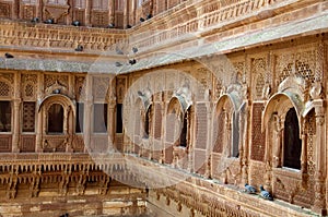 Inner wall of Mehrangarh or Mehran Fort, Jodhpur, Rajasthan, India