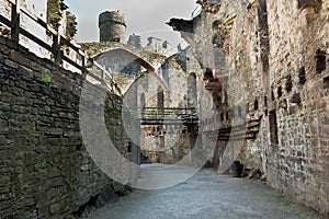 Inner ward of medival stone castle fortress