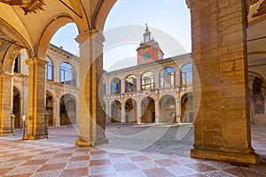 Inner yard of Archiginnasio of Bologna that houses now Municipal Library and the famous Anatomical Theatre. It is one of the most