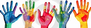 paint concept art fun colorful artist smile hand child finger. Generative AI.