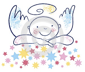 Innocent angel and stars photo