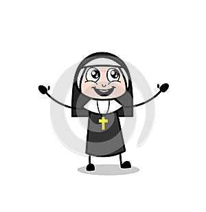Innocent Cheerful Nun Lady Laughing Loudly Vector