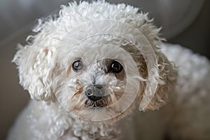 Innocent Gaze: Curly-Coated Bichon Frise Portrait