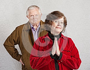 Innocent Lady with Grumpy Man photo