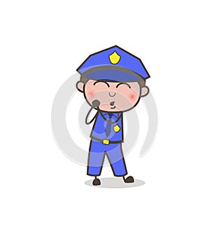 Innocent Officer Blushing and Smiling Vector