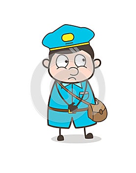 Innocent Postal-Worker Scared Face Vector