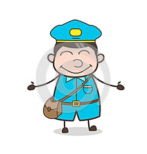 Innocent Postboy Smiling Face Vector