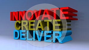 Innovate create deliver on blue