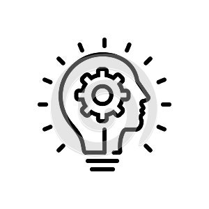 Black line icon for Innovating, innovation and insurgence