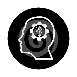 Innovating, mindset icon. Black vector design