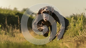Innovating Techniques: A Celebrity Photography Contest Winner Captures A Running Chimpanzee