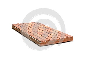 Innovation of Artificial brick wall board or plate made from foam for wall construction on white background. Clipping Path