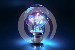 Innovation background featuring a bulb of future technology, embodying creative idea and AI concept