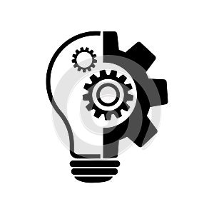 Innovation concept icon in flat style. Light bulb with gear mechanism line sign -Bulb with gear icon. Simple process